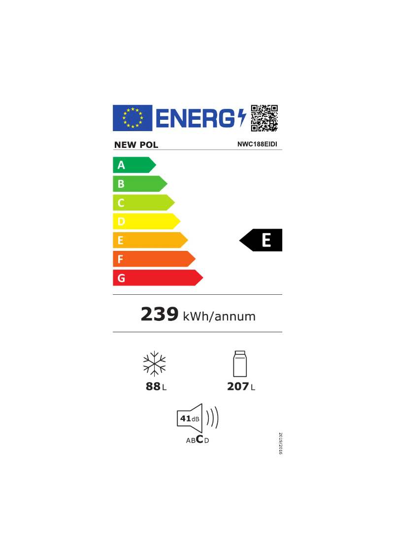 Page n°1 - Label énergétique New Pol NWC188EIDI