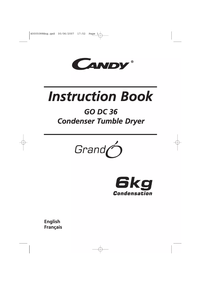 Page n°1 - Manuel utilisateur Candy GO DC 36-47