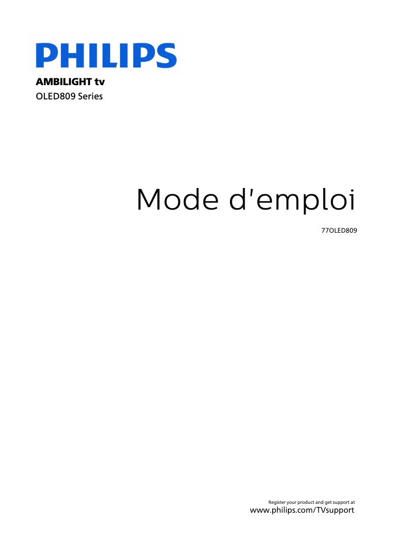 Page n°1 - Manuel utilisateur Philips 77OLED809