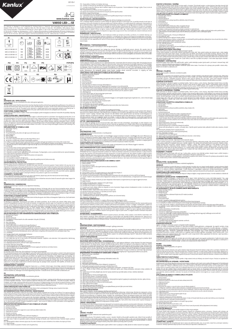 Page 1 de la notice Manuel utilisateur Kanlux VARSO LED 18W-NW-O-SE