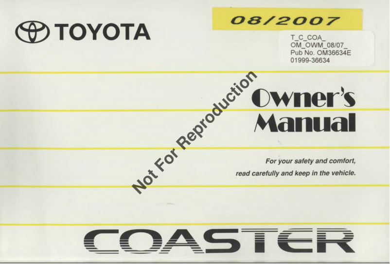 Page 1 de la notice Manuel utilisateur Toyota Coaster (2008)