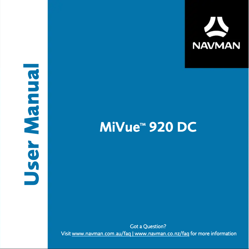Page 1 de la notice Manuel utilisateur Navman MiVue 920 DC