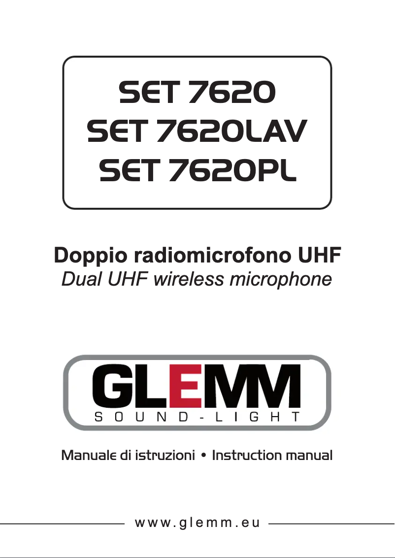 Page n°1 - Manuel utilisateur Glemm SET 7620