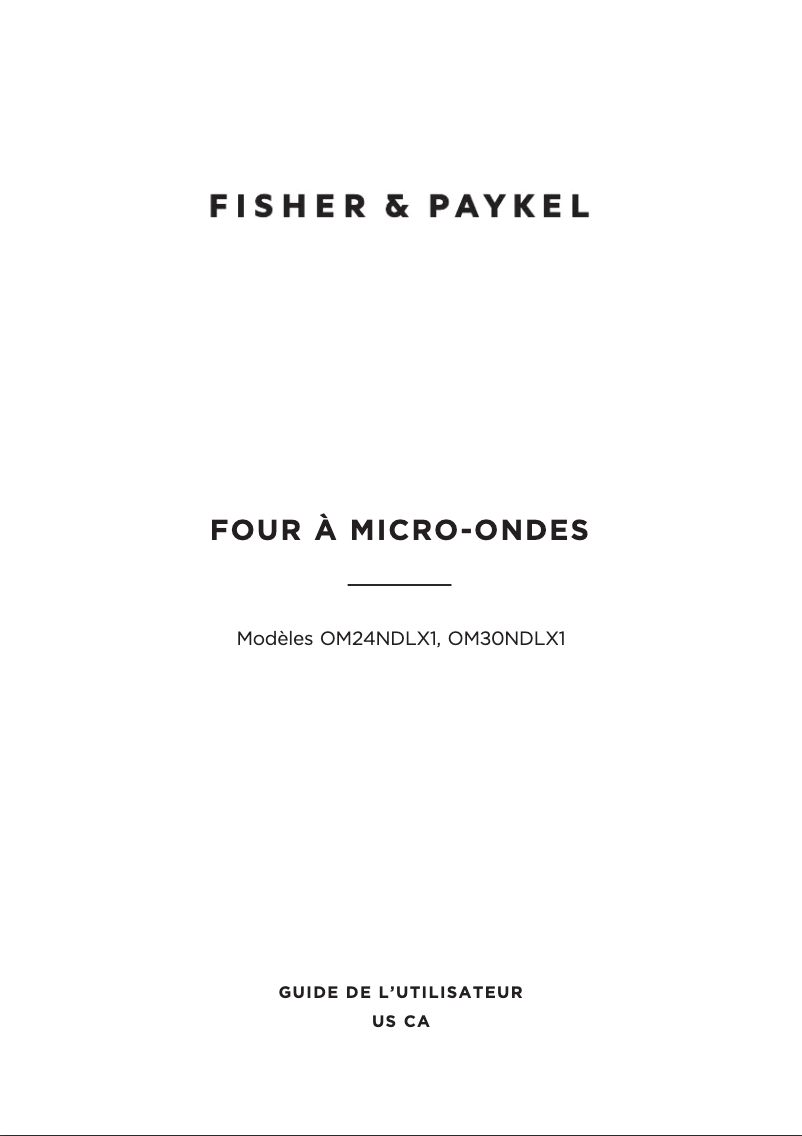 Page 1 de la notice Manuel utilisateur Fisher & Paykel OM30NDLX1