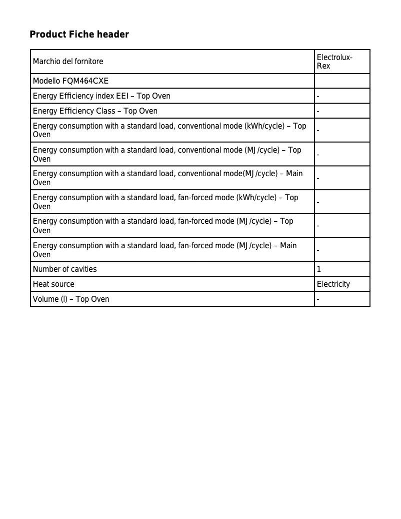 Page n°1 - Manuel utilisateur Rex FQM464CXE
