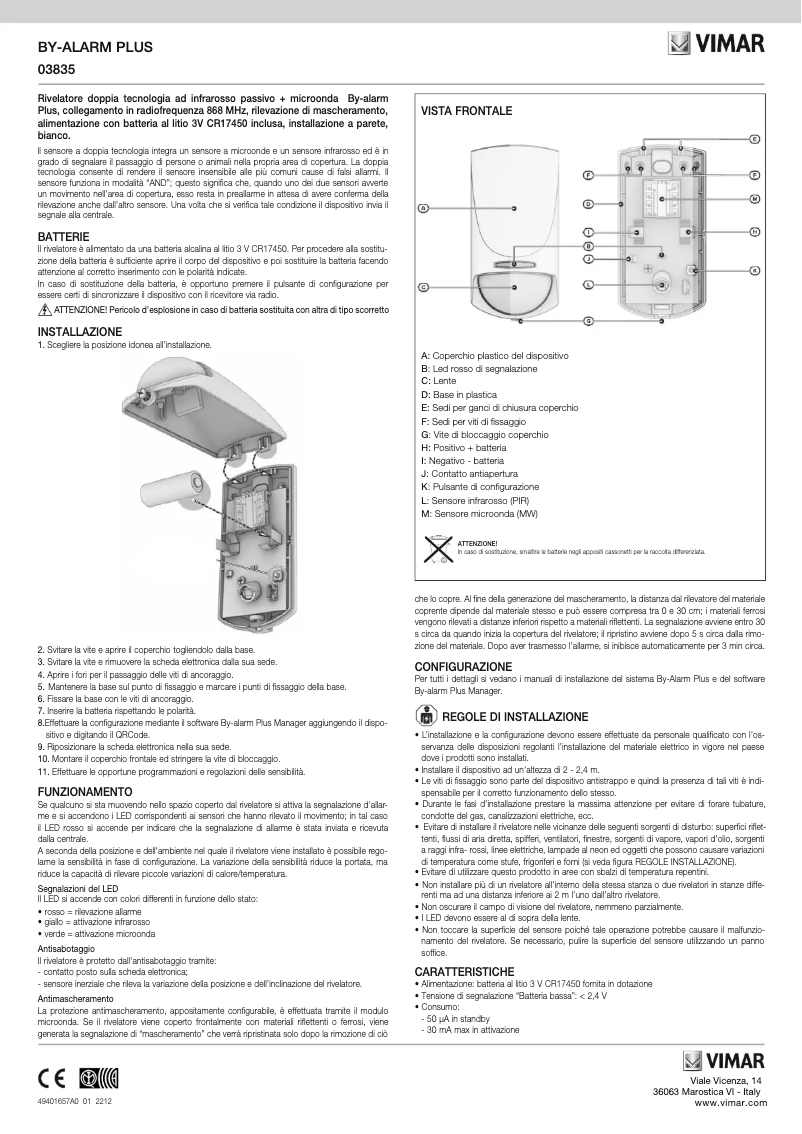 Page 1 de la notice Instructions / montage Vimar 03835