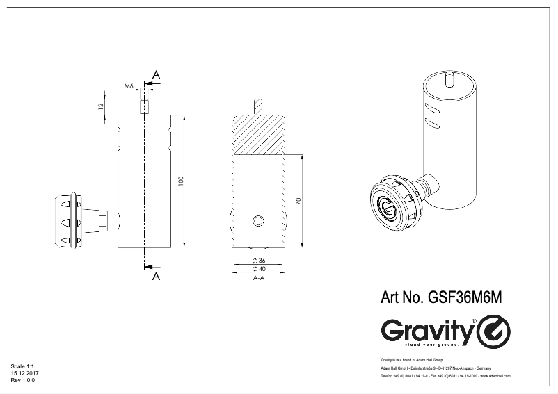 Page 1 de la notice Fiche technique Gravity SF 36 M 6 M