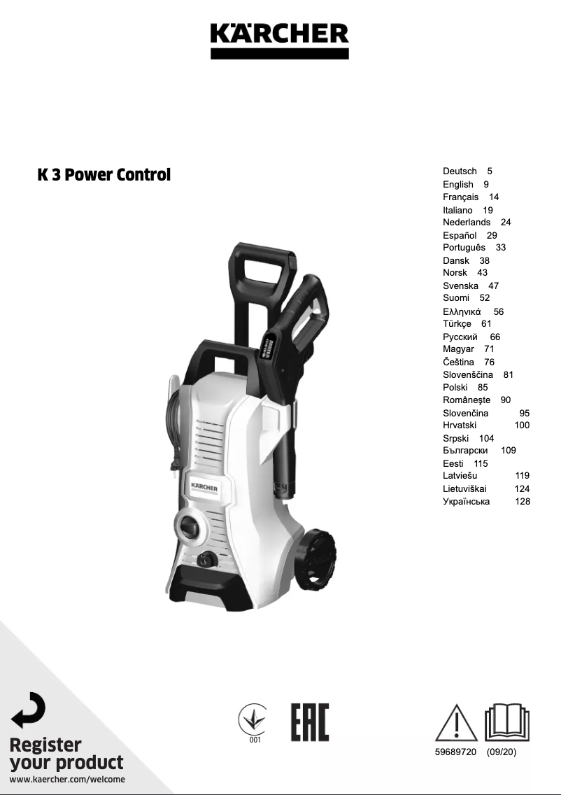 Page 1 de la notice Manuel utilisateur Kärcher K3 Power Control Car & Home