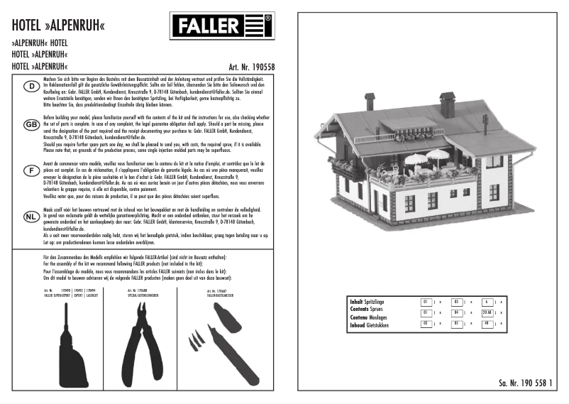 Page n°1 - Manuel utilisateur Faller 190558