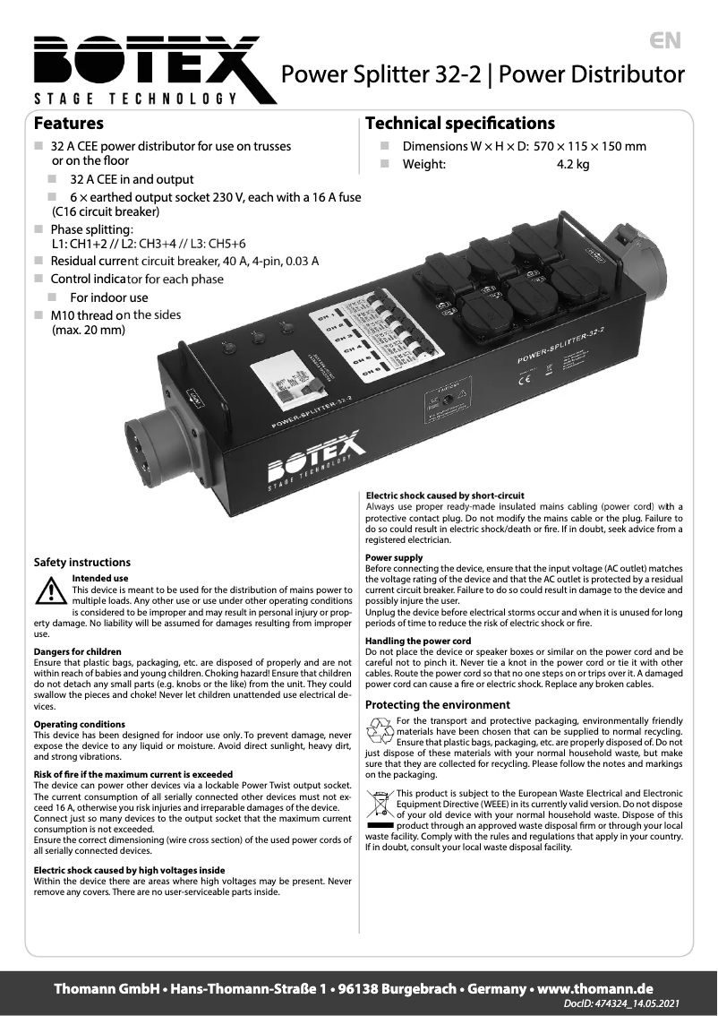 Image de la première page du manuel de l'appareil Power Splitter 32-2