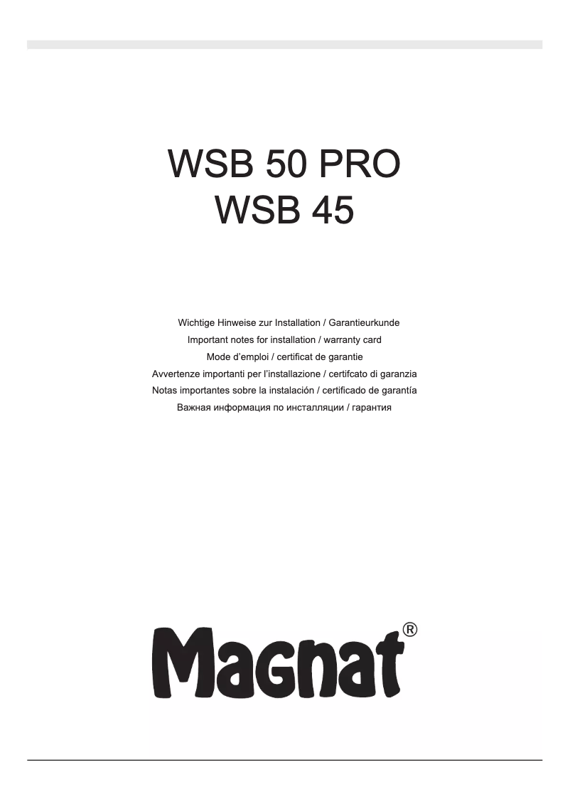 Image de la première page du manuel de l'appareil WSB 50 PRO