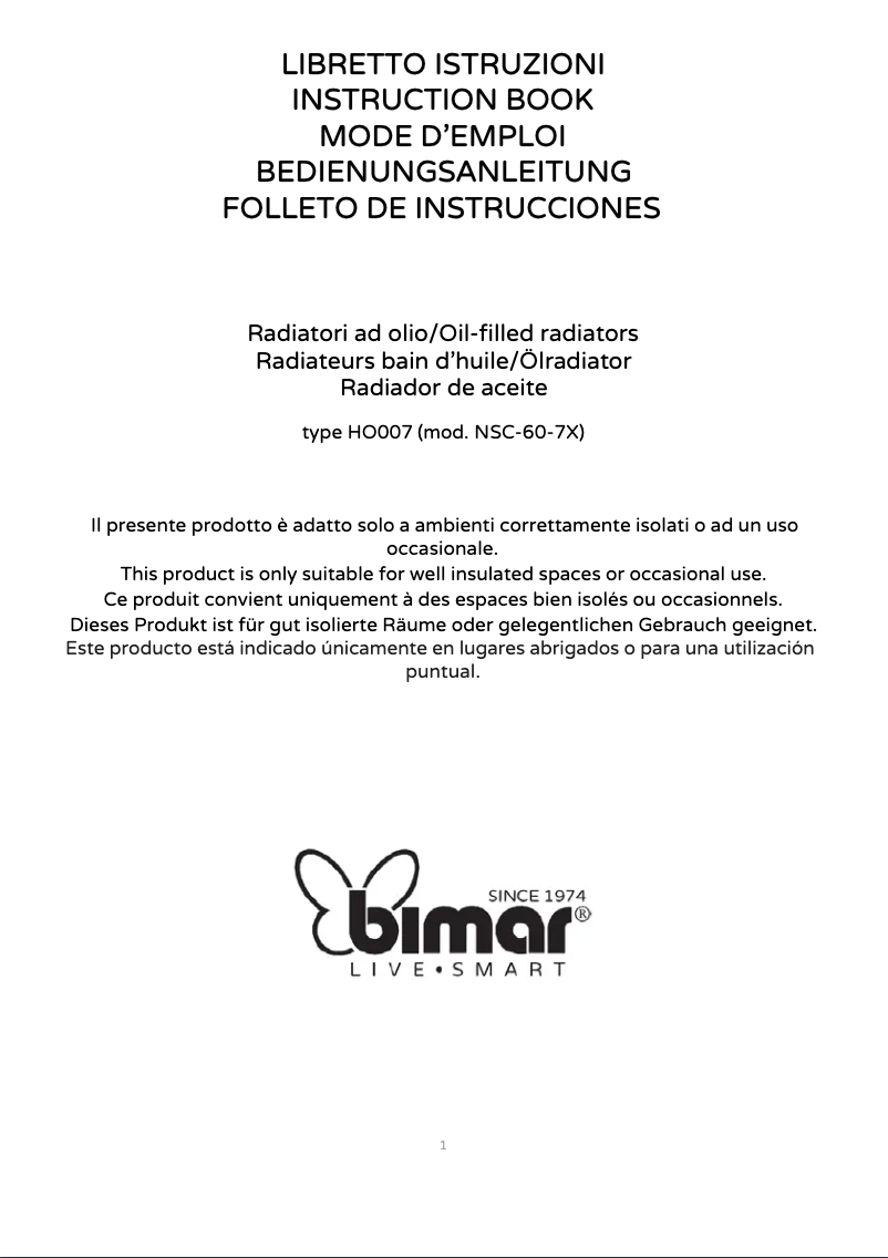 Page n°1 - Manuel utilisateur Bimar HO007