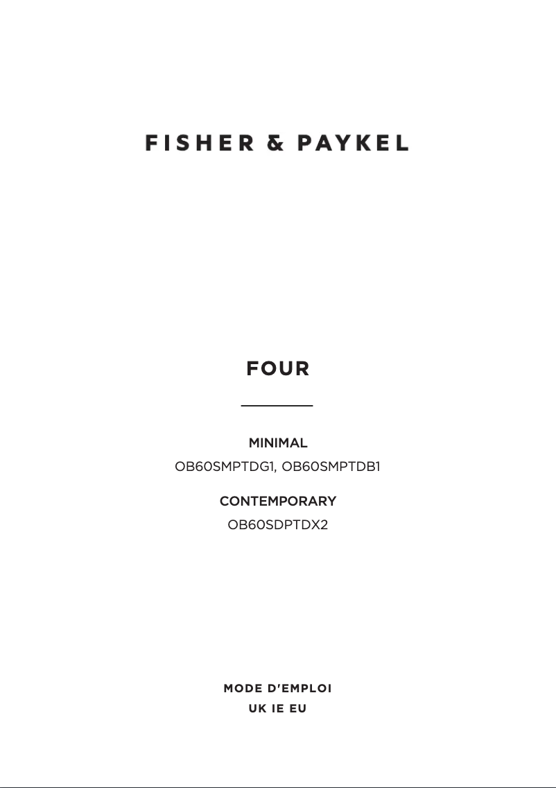 Page n°1 - Guide d'installation Fisher & Paykel OB60SMPTDG1