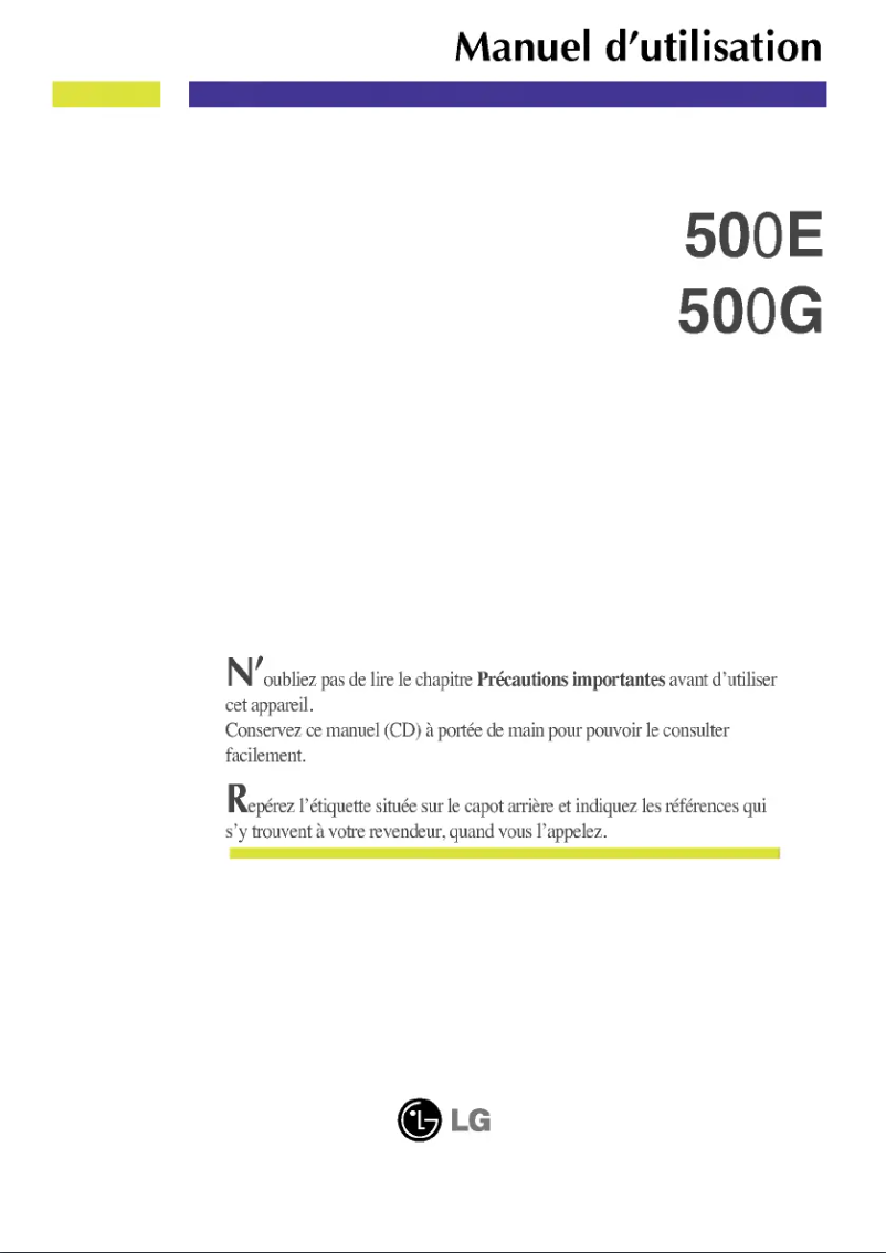 Image de la première page du manuel de l'appareil 505G