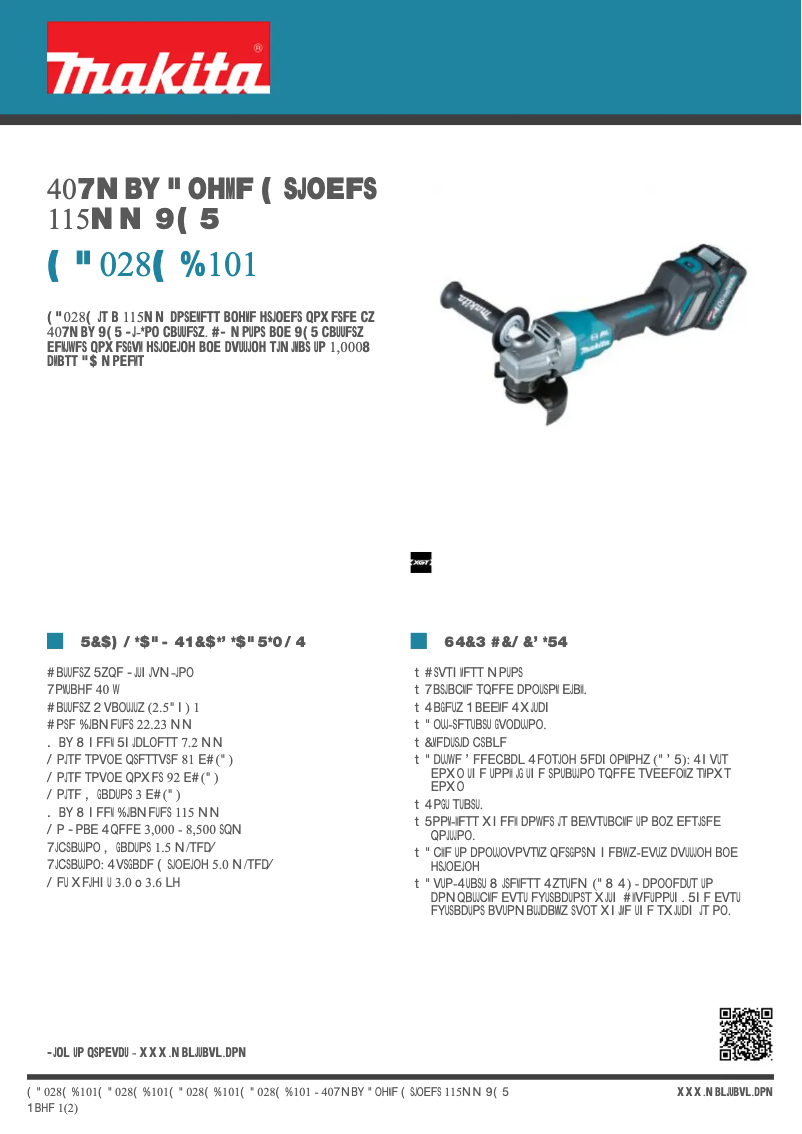 Page n°1 - Fiche technique Makita GA028GD101