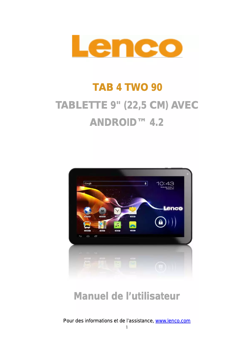 Page n°1 - Manuel utilisateur Lenco TAB 4 TWO 90