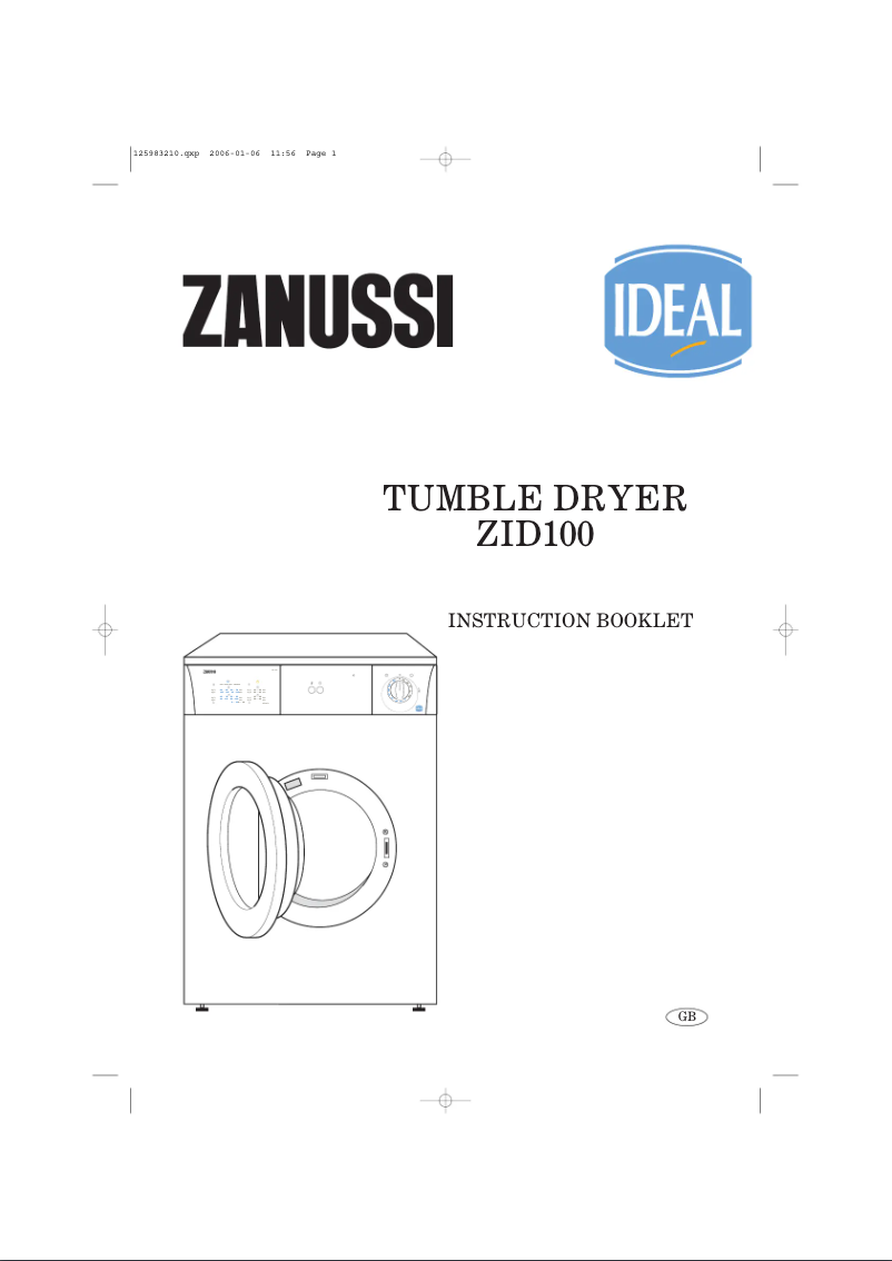 Page n°1 - Manuel utilisateur Zanussi ZID100