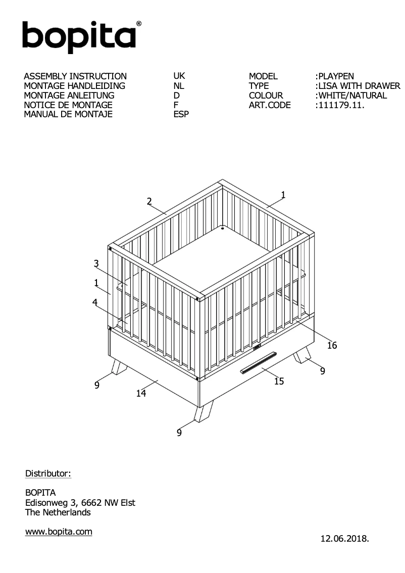 Page 1 de la notice Manuel utilisateur Bopita Lisa