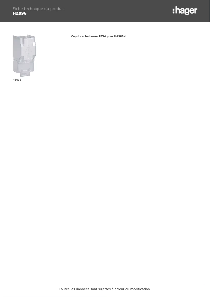 Page n°1 - Manuel utilisateur Hager HZ096