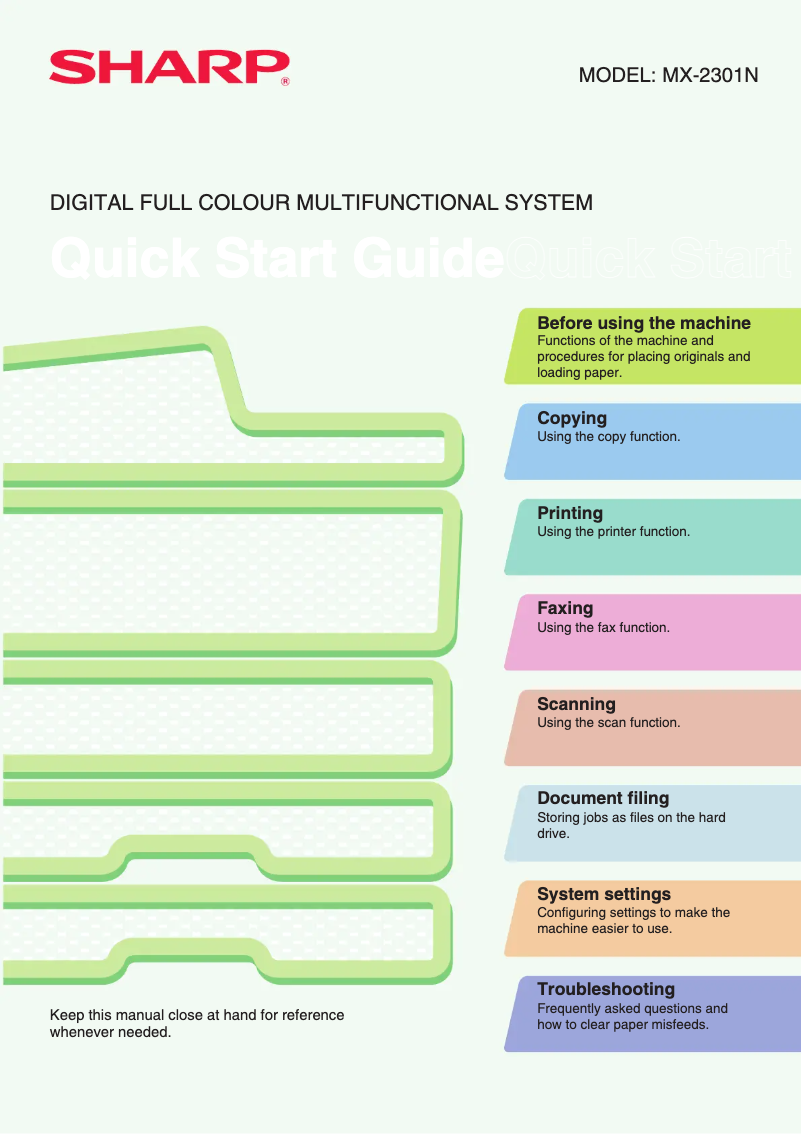 Page 1 de la notice Manuel utilisateur Sharp MX-2301N