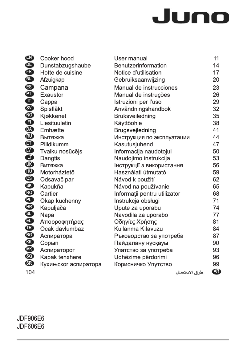 Page 1 de la notice Manuel utilisateur Juno JDF906E6