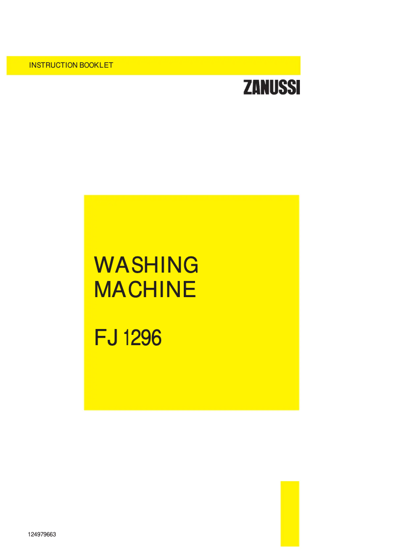Page n°1 - Manuel utilisateur Zanussi FJ 1296