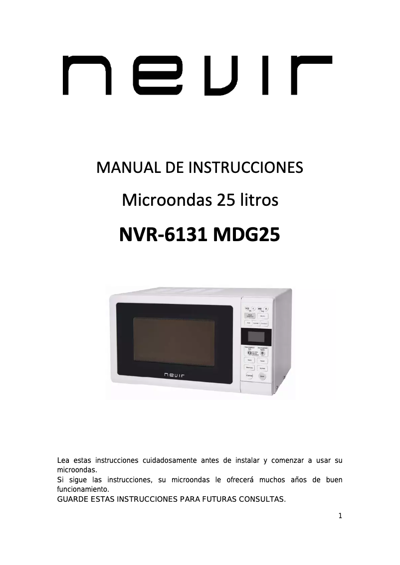 Página 1 del manual Manual de usuario Nevir NVR-6131 MDG25