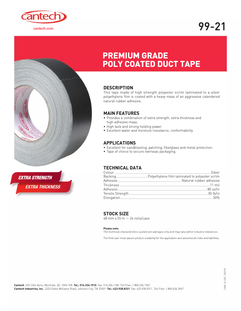 Page 1 de la notice Manuel utilisateur Cantech 99-21