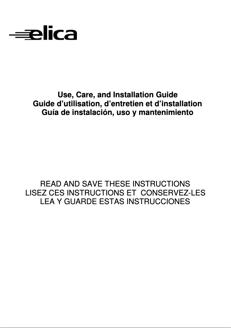 Page 1 de la notice Manuel utilisateur Elica Juliette