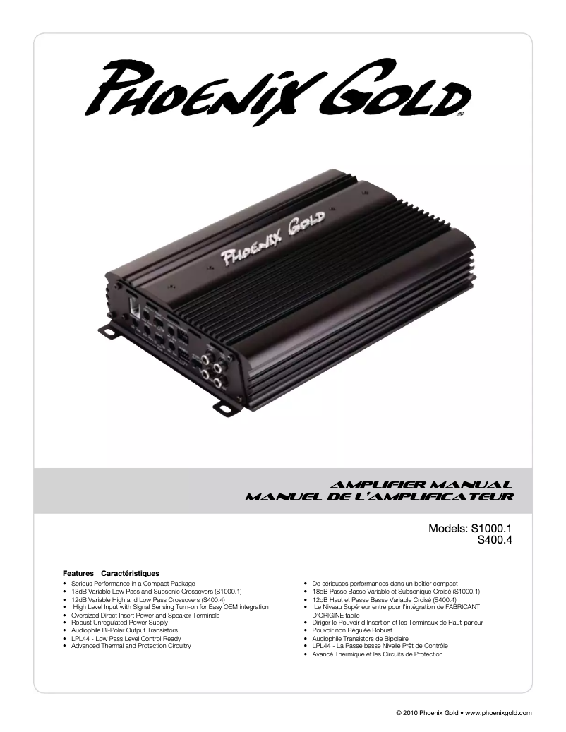 Page n°1 - Manuel utilisateur Phoenix Gold S400.4