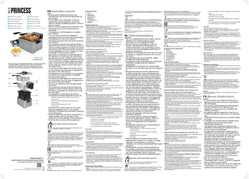 Page 1 de la notice Manuel utilisateur Princess 185000