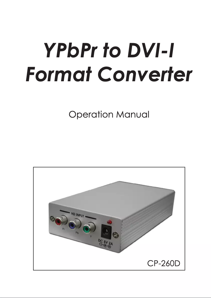 Page n°1 - Manuel utilisateur CYP CP-260D