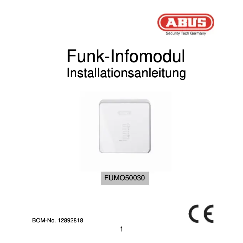 Page n°1 - Guide d'installation Abus FUMO50030