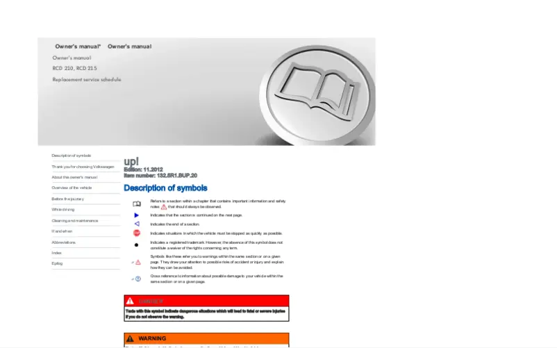 Page 1 de la notice Manuel utilisateur Volkswagen Up! (2023)