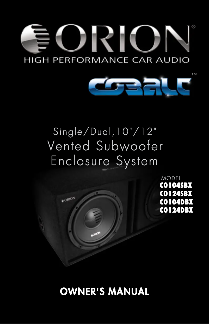 Page 1 de la notice Manuel utilisateur Orion Cobalt CO124DBX