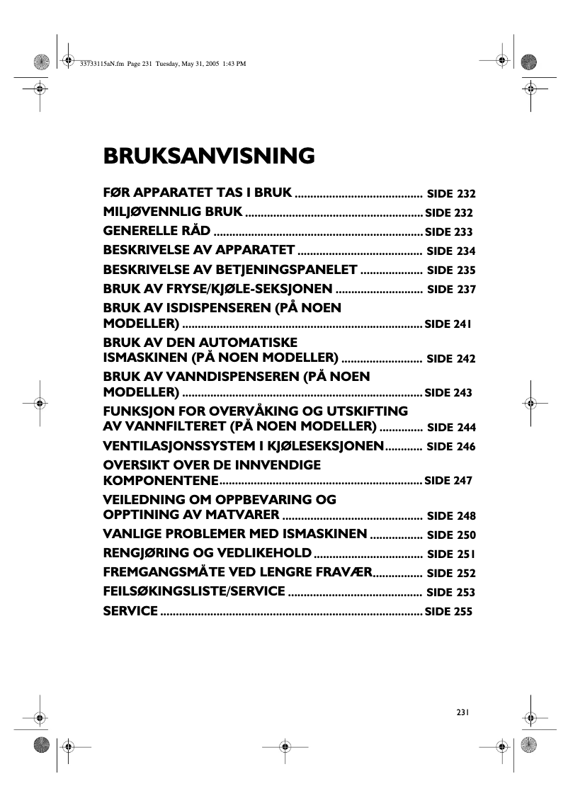 Page n°1 - Manuel utilisateur Whirlpool S20D RSS33-A/G