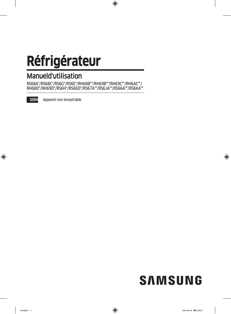 Page 1 de la notice Manuel utilisateur Samsung RH6ACG892DS9