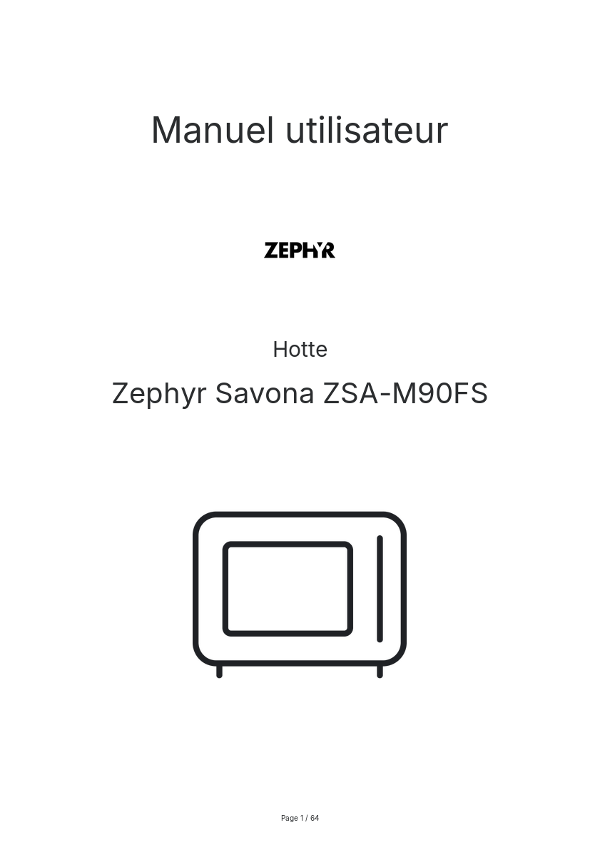 Page n°1 - Manuel utilisateur Zephyr Savona ZSA-M90FS