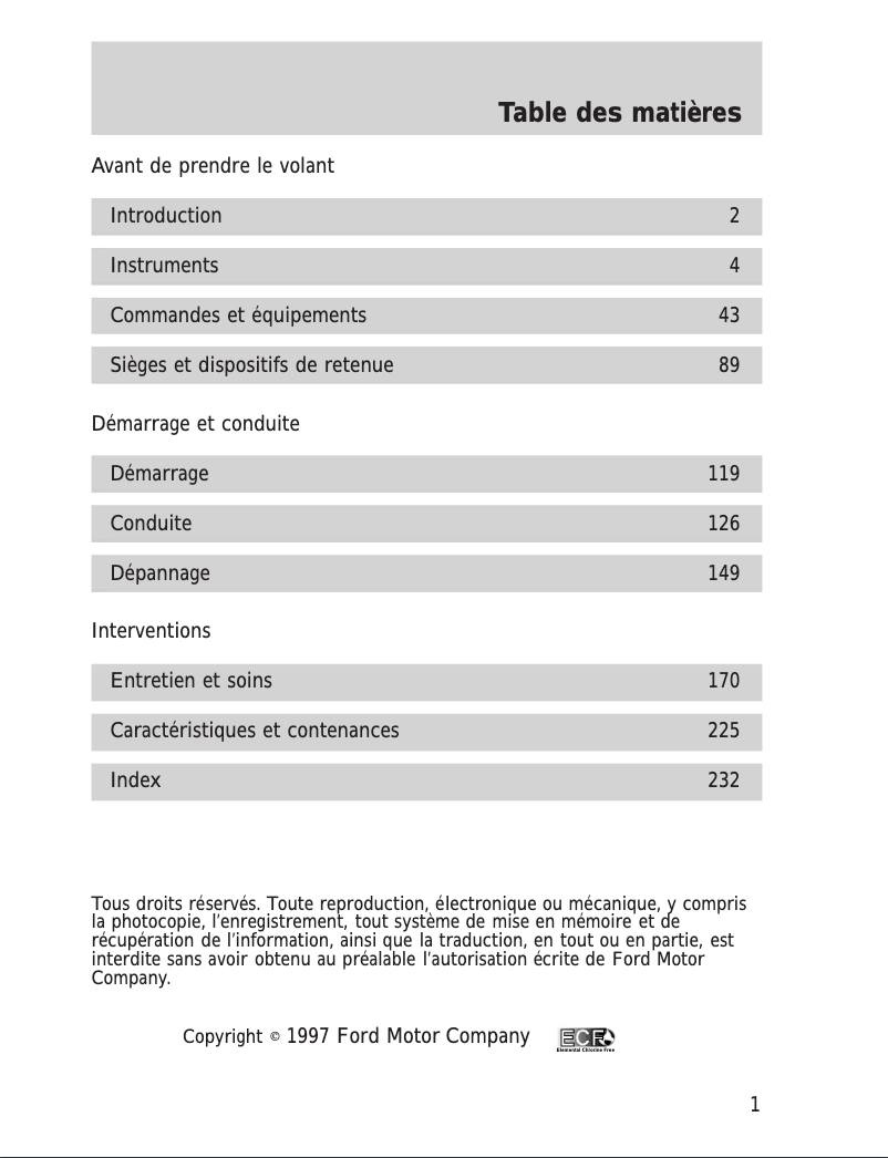Page n°1 - Manuel utilisateur Lincoln Mark VIII (1998)