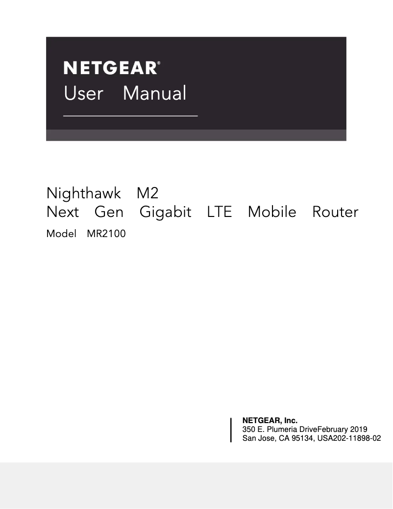 Page 1 de la notice Manuel utilisateur Netgear Nighthawk M2 MR2100
