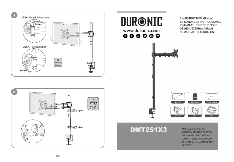 Page 1 de la notice Manuel utilisateur Duronic DMT251X3