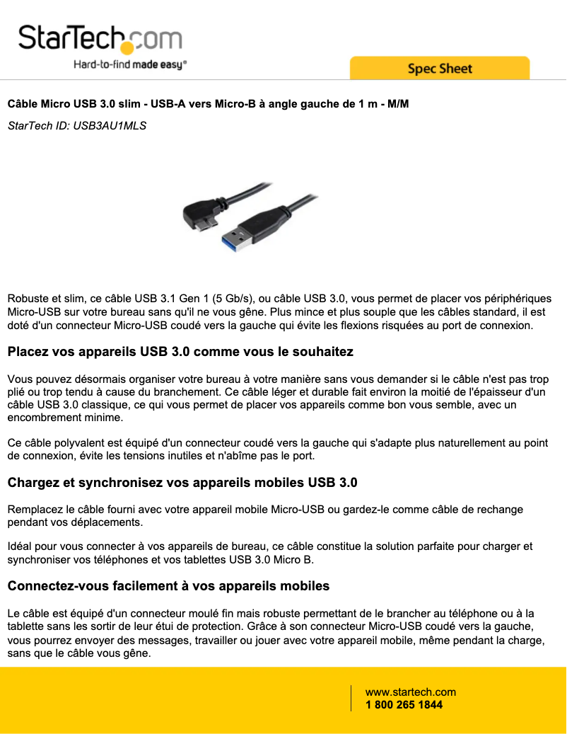 Image de la première page du manuel de l'appareil USB3AU1MLS