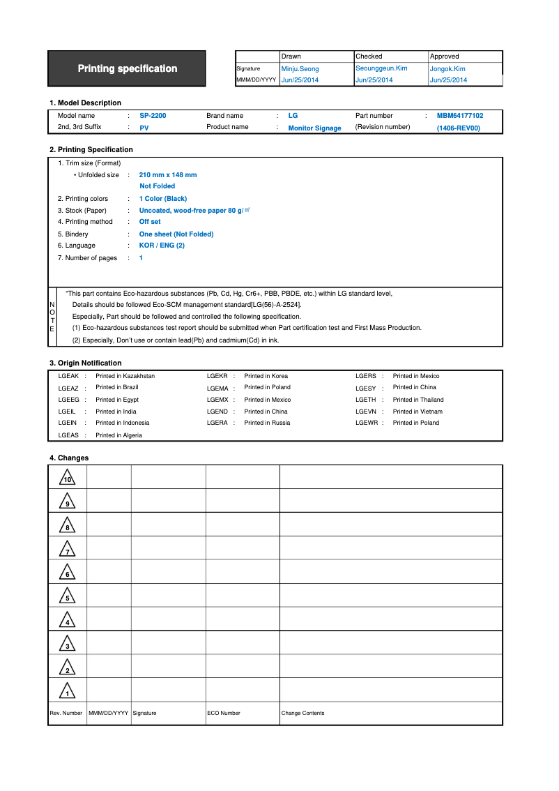 Página 1 del manual Manual de usuario LG SP-2200