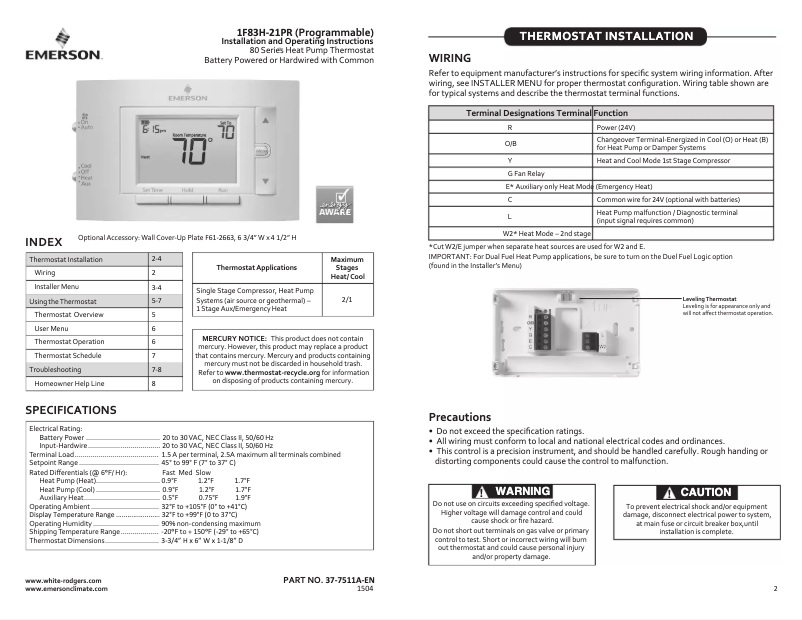 Page n°1 - Manuel utilisateur Emerson 1F83H-21PR