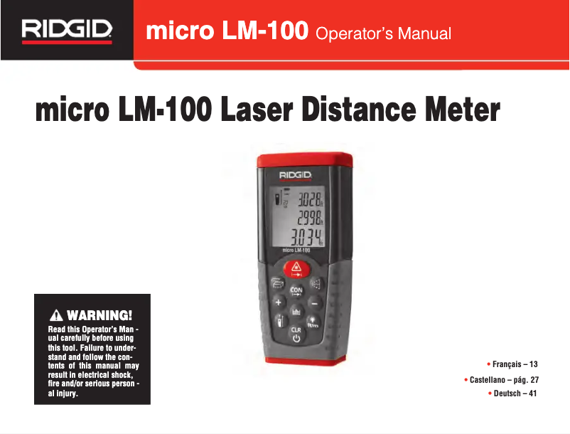 Image de la première page du manuel de l'appareil Micro LM-100