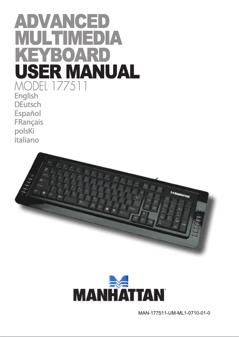 Page 1 de la notice Manuel utilisateur Manhattan Multimedia Keyboard 177511