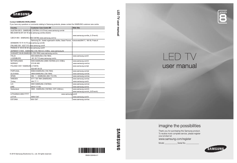 Page n°1 - Manuel utilisateur Samsung UE55C8700XS