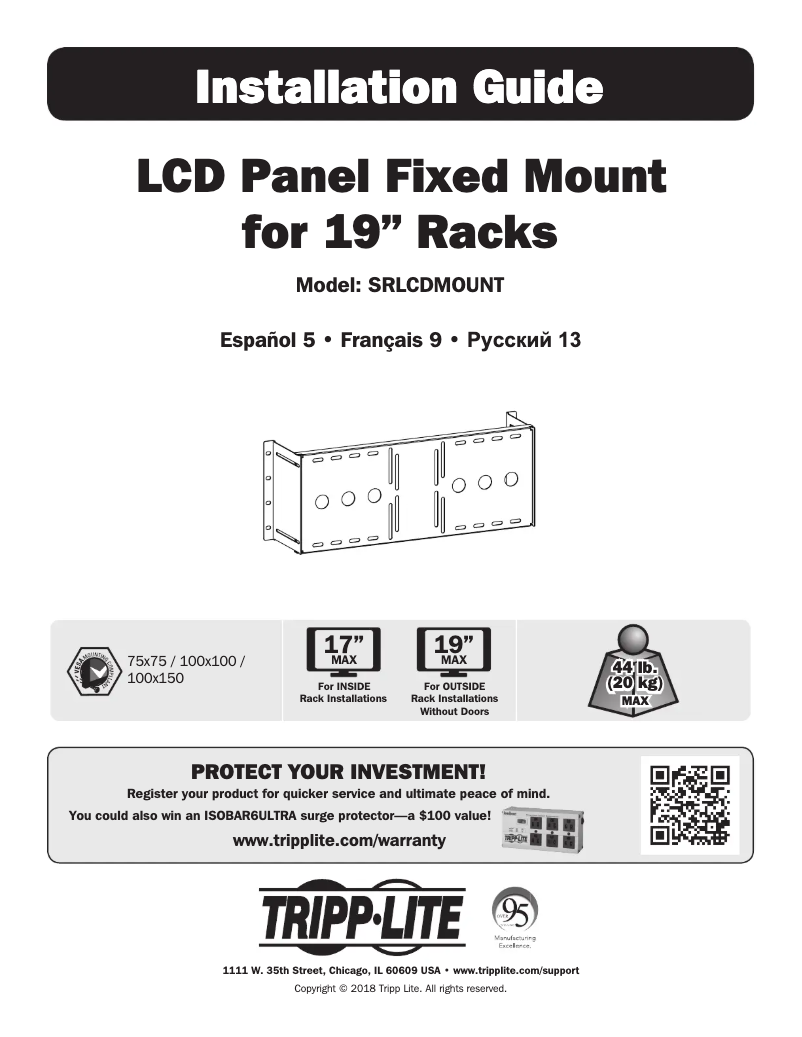Page n°1 - Manuel utilisateur Tripp Lite SRLCDMOUNT