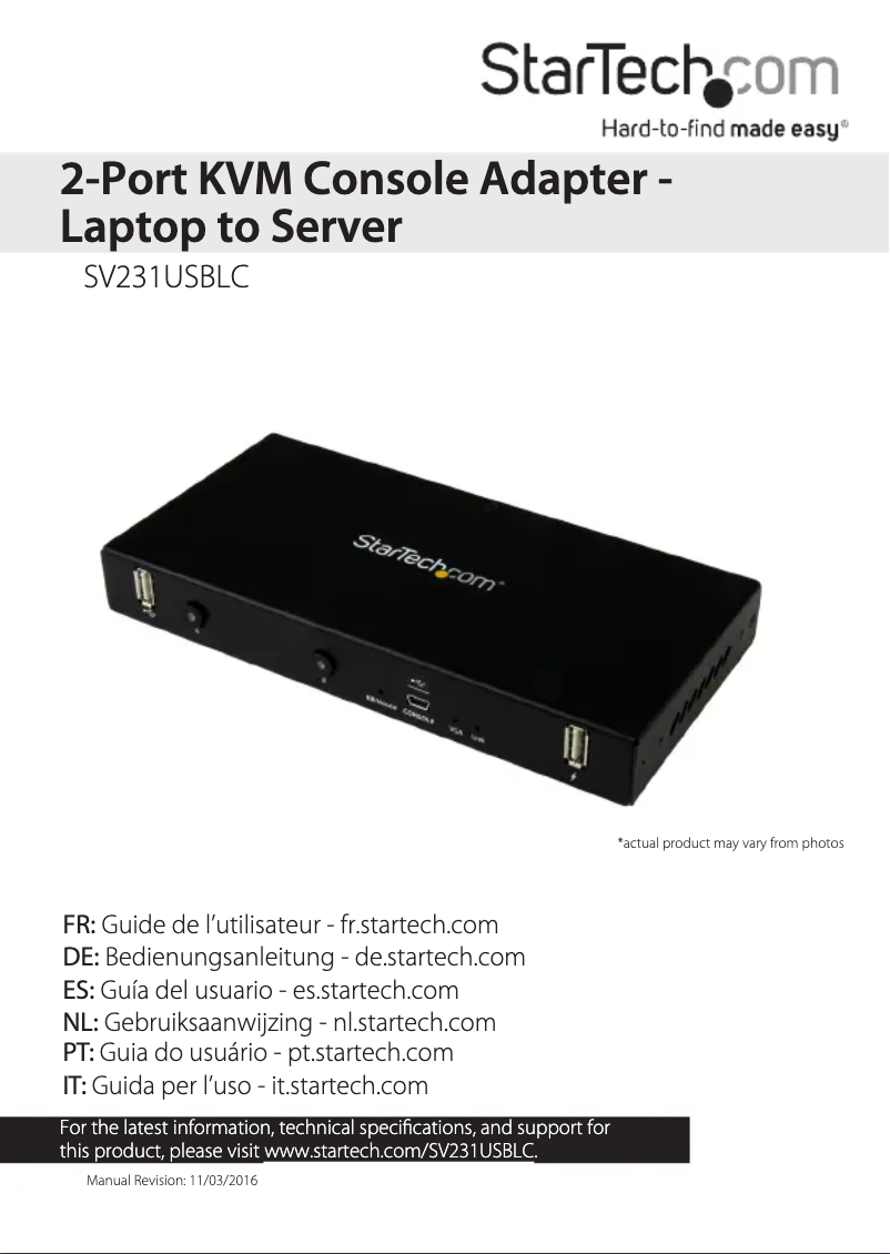 Page n°1 - Manuel utilisateur StarTech.com SV231USBLC