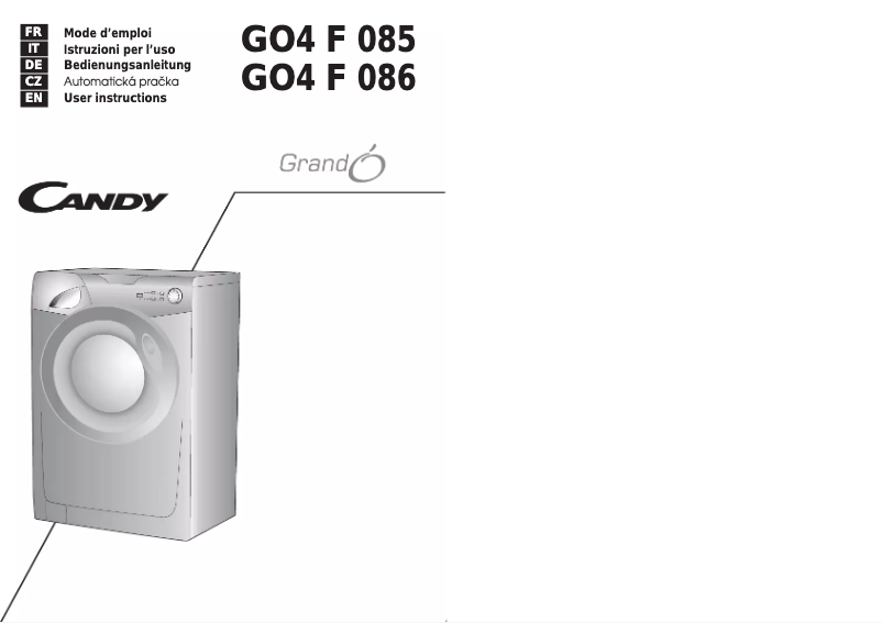 Page n°1 - Manuel utilisateur Candy GO4 F086-01S